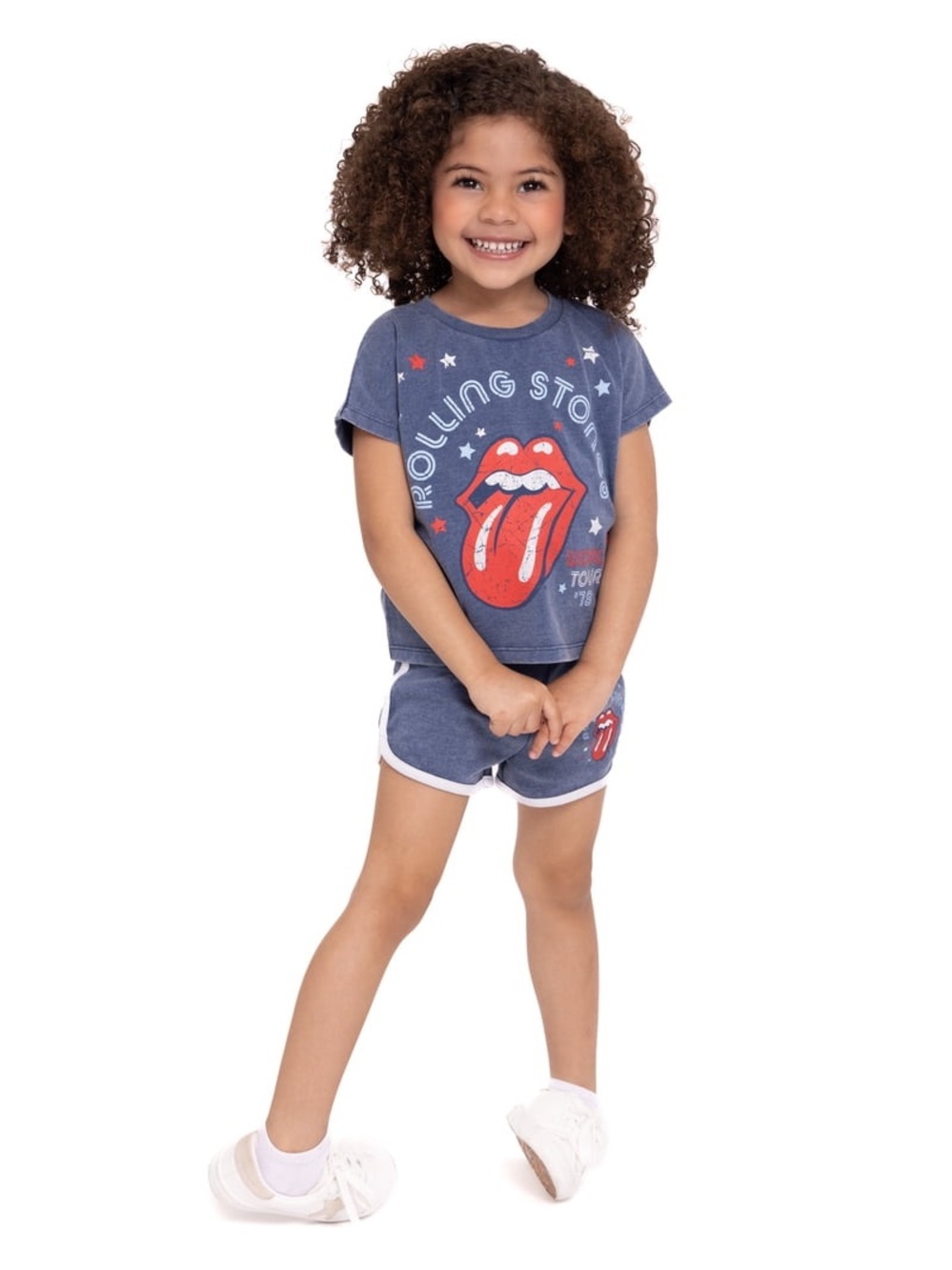 The Rolling Stones Toddler Girls Play Lounge Set Blue Shorts & Tee EUC- Girls 4T